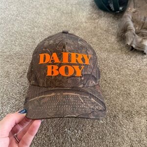 Camouflage Cap with Orange Print Dairy Boy